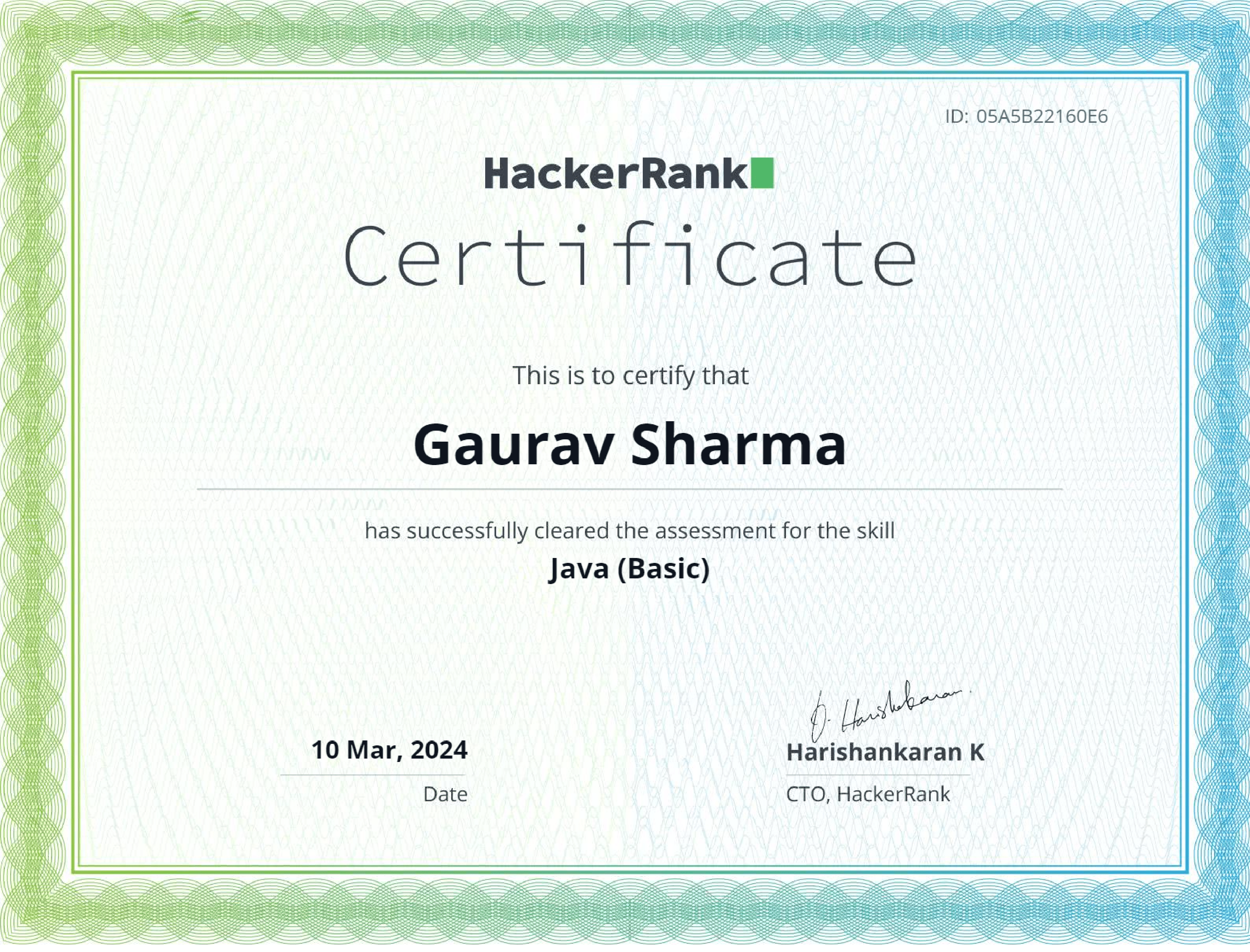 Java (Basic) Certificate
